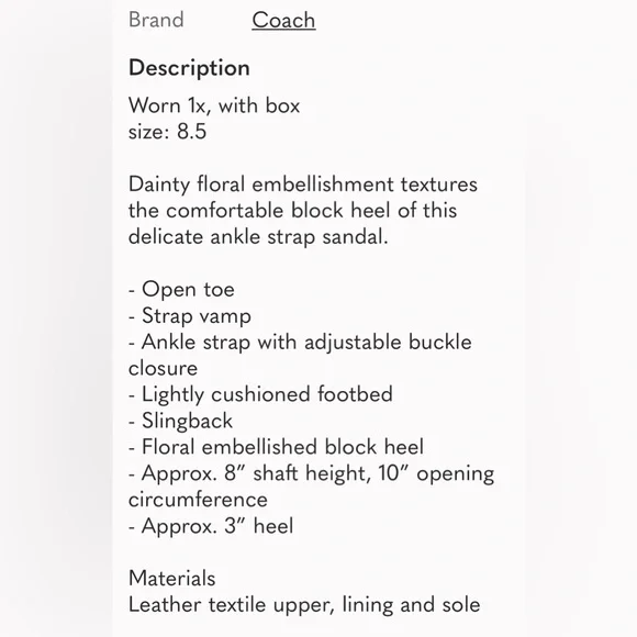 🥀 Coach Tea Rose Black Heels/Sandals - Picture 16 of 16